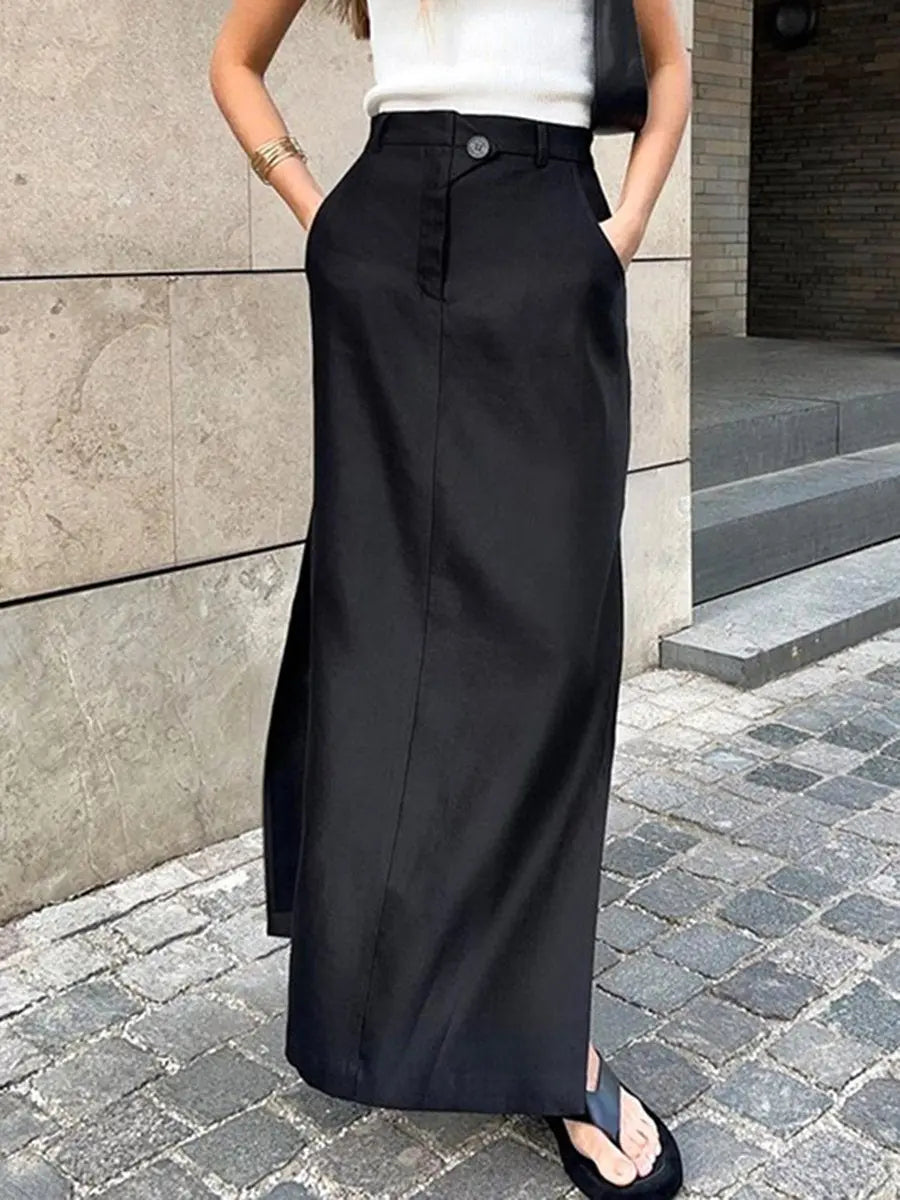 Black maxi skirt clearance split