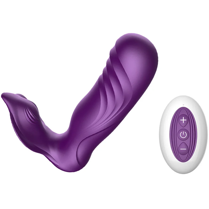 Thrusting Wearable Vibrator Orgasm Masturbator Pulsating Dildo Vibrator Remote Control - Rose Toy