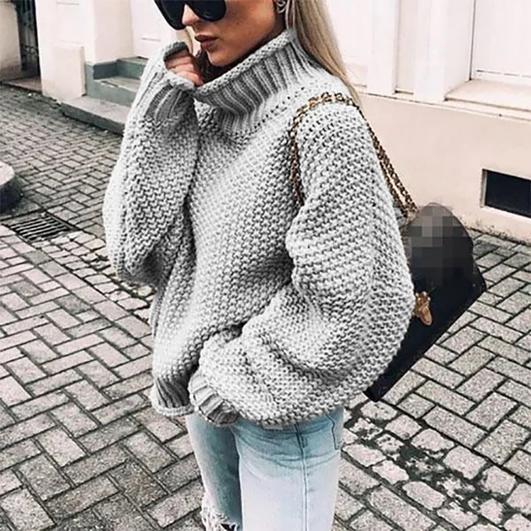 VChics Turtleneck Knitted Long Sleeve Casual Sweater