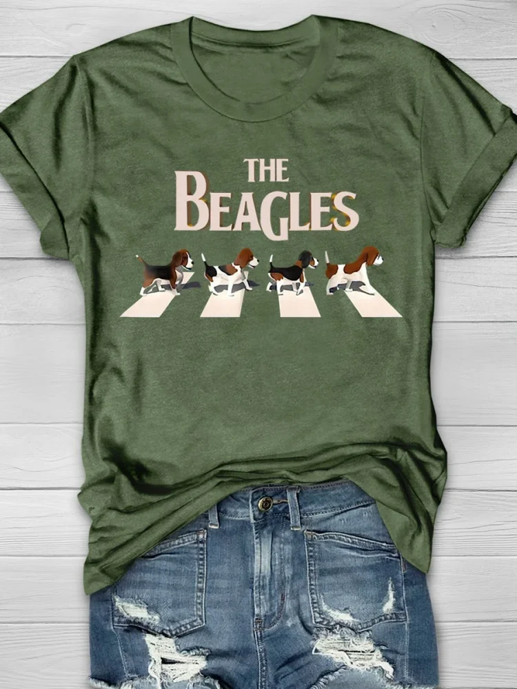The Beagles Dog Print Short Sleeve T-shirt socialshop