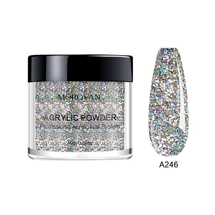 Morovan Sliver/Muticolor Glitter Acrylic Powder A246
