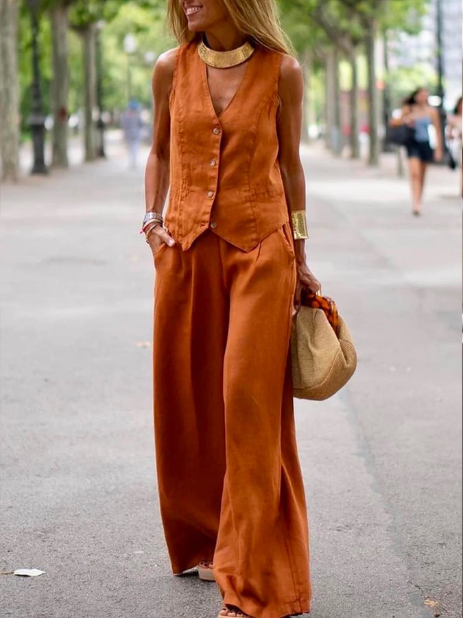 Pure Color Casual Hooded Knitted Women'S Two-Piece Suit