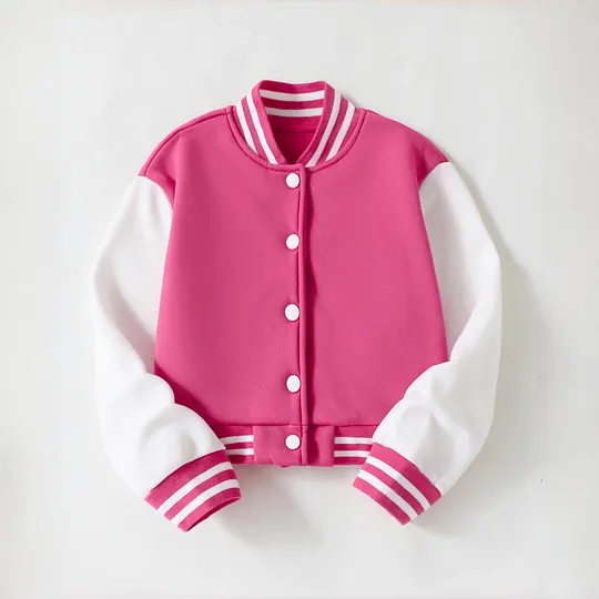 【4Y-10Y】Unisex Collegiate Colorblock Casual Varsity Jacket