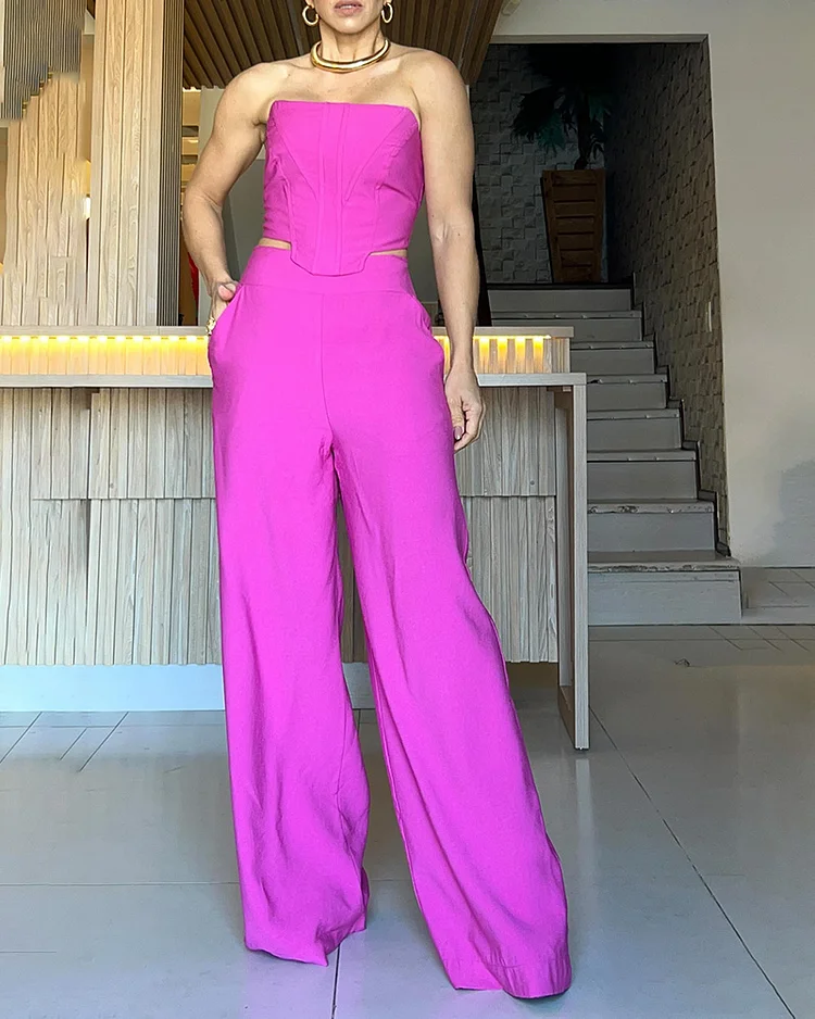 Trendy Bandeau Top and Pant Set