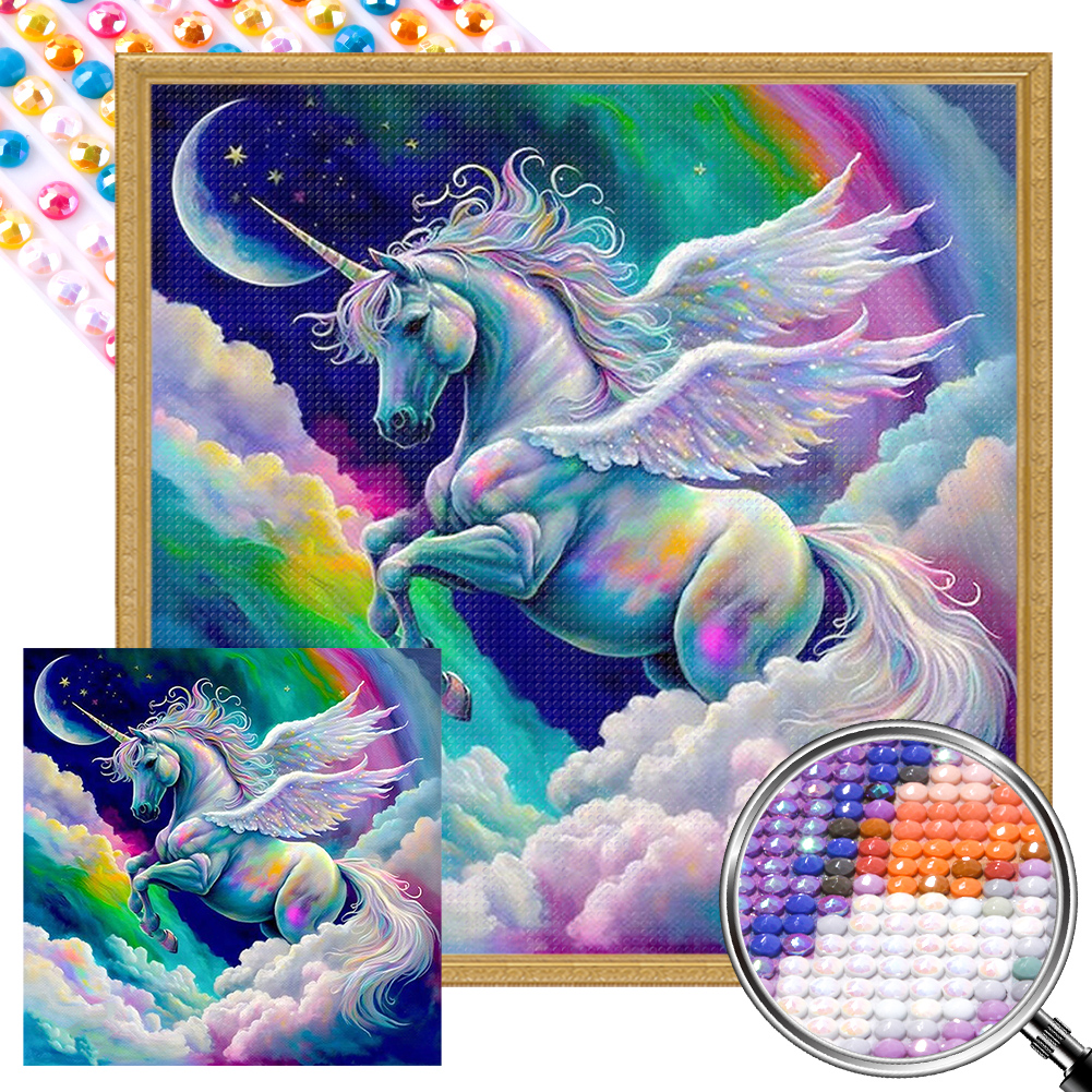AB Diamond Painting - Full Round - Rainbow Unicorn(45*45cm)-1067335
