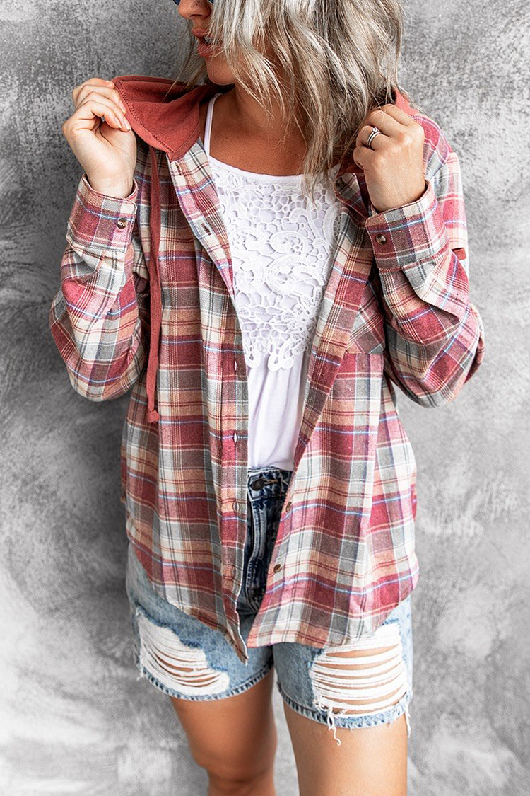 KarliDress Unstoppable Soul Plaid Print Hoodie P12862