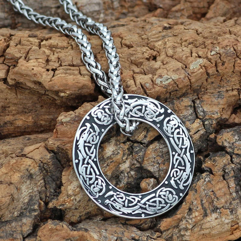 Viking Wolf Crow Pendant Vintage Men's Necklace - Devcarry