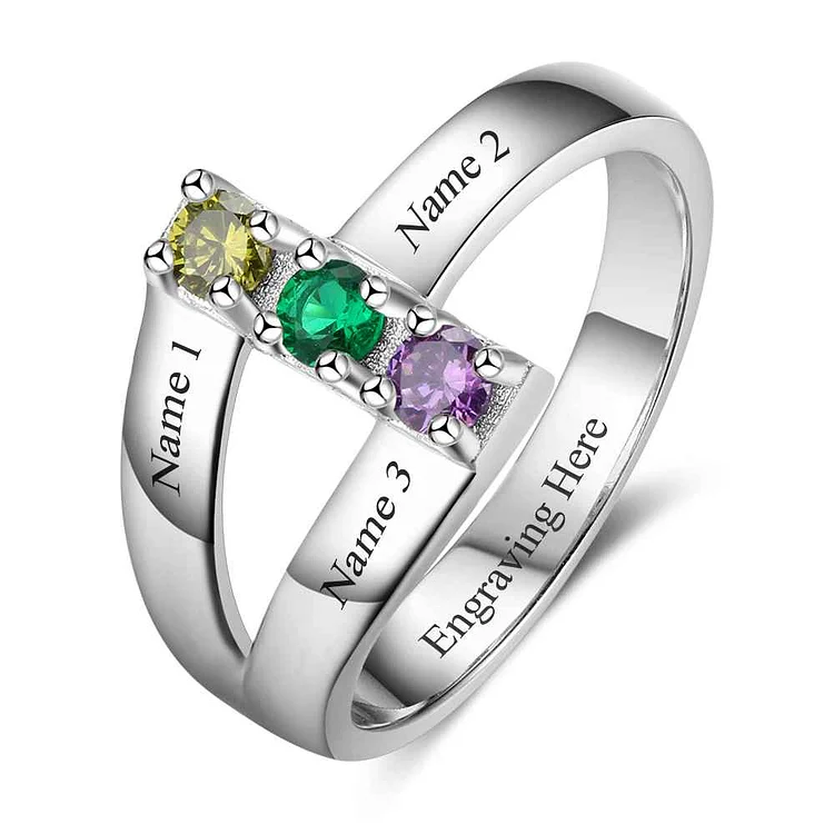 Mother Ring Family Ring Personalized with 3 Birthstones Unique Mother's Gift