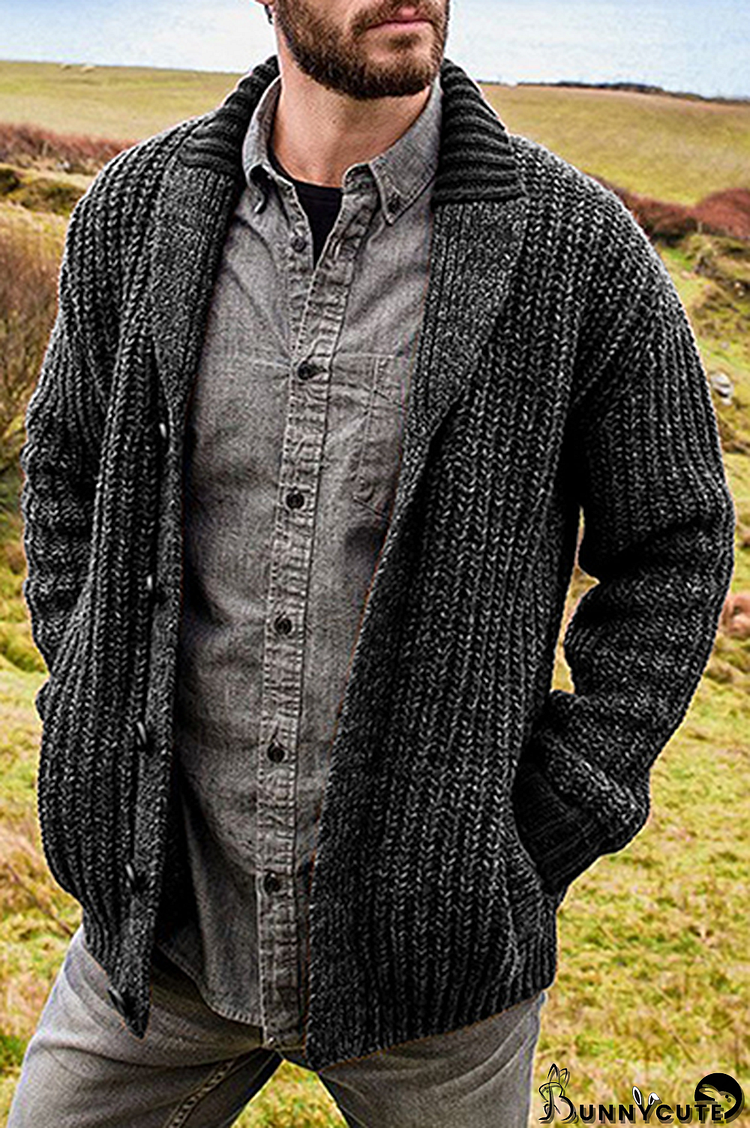 Black Casual Solid Pocket Buckle Turtleneck Outerwear