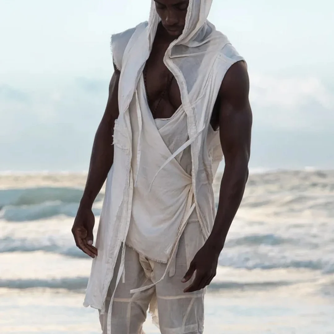 Sleeveless Hooded Kimono-inspireuse