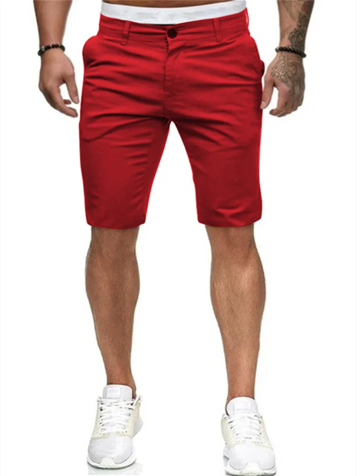 Men's Shorts Chino Shorts Bermuda Shorts Work Shorts Zipper Pocket Plain Outdoor Knee Length Daily Beach Cotton Blend Classic Style Chino Slim Black White Micro-elastic-JRSEE