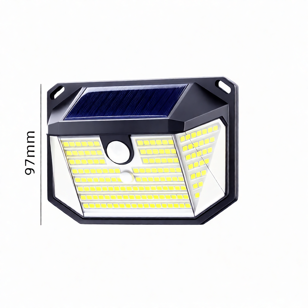Solar Powered Motion Sensor Wall Light with Human Body Radar Induction and Three-Sided Bright Illumination