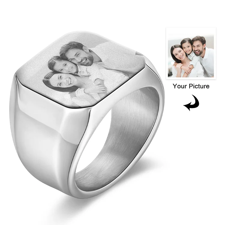 Personalized Photo Ring Thumb Ring Titanium Stainless Ring for Men