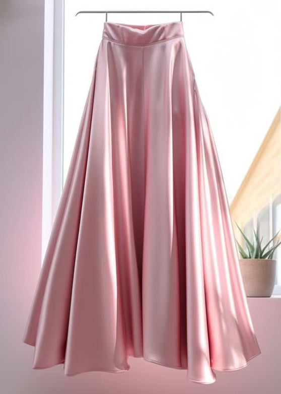 Short Silk Skirt in Shell Pink