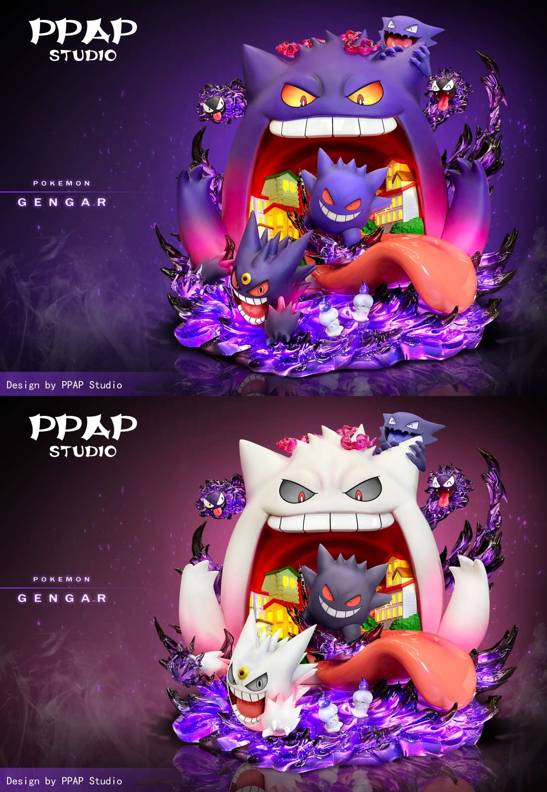 GX Evolution Series Gengar Family with LED - Pokemon Resin Statue