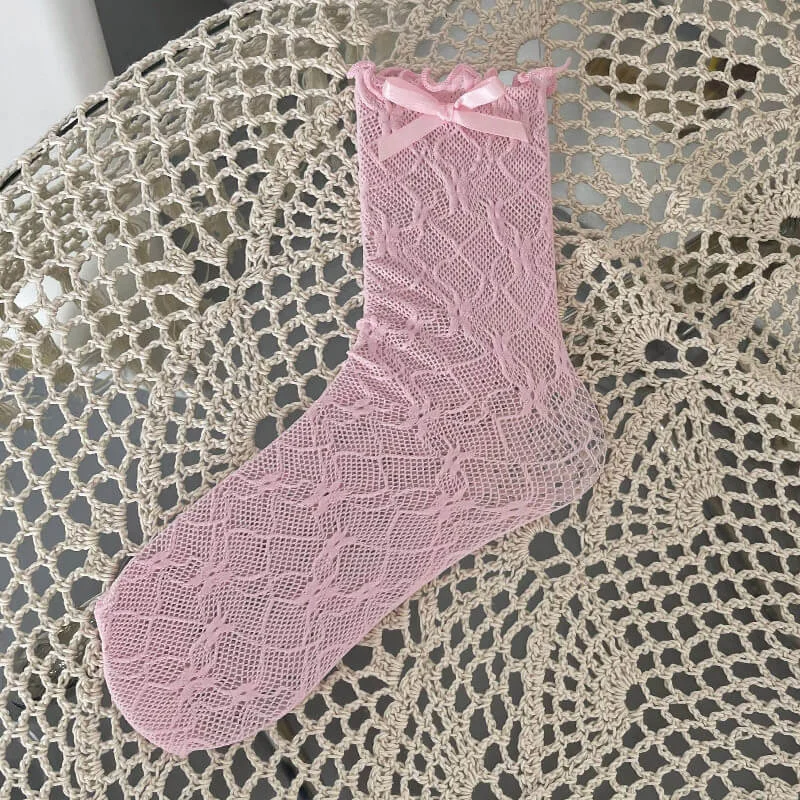 Floral Bow Lace Socks