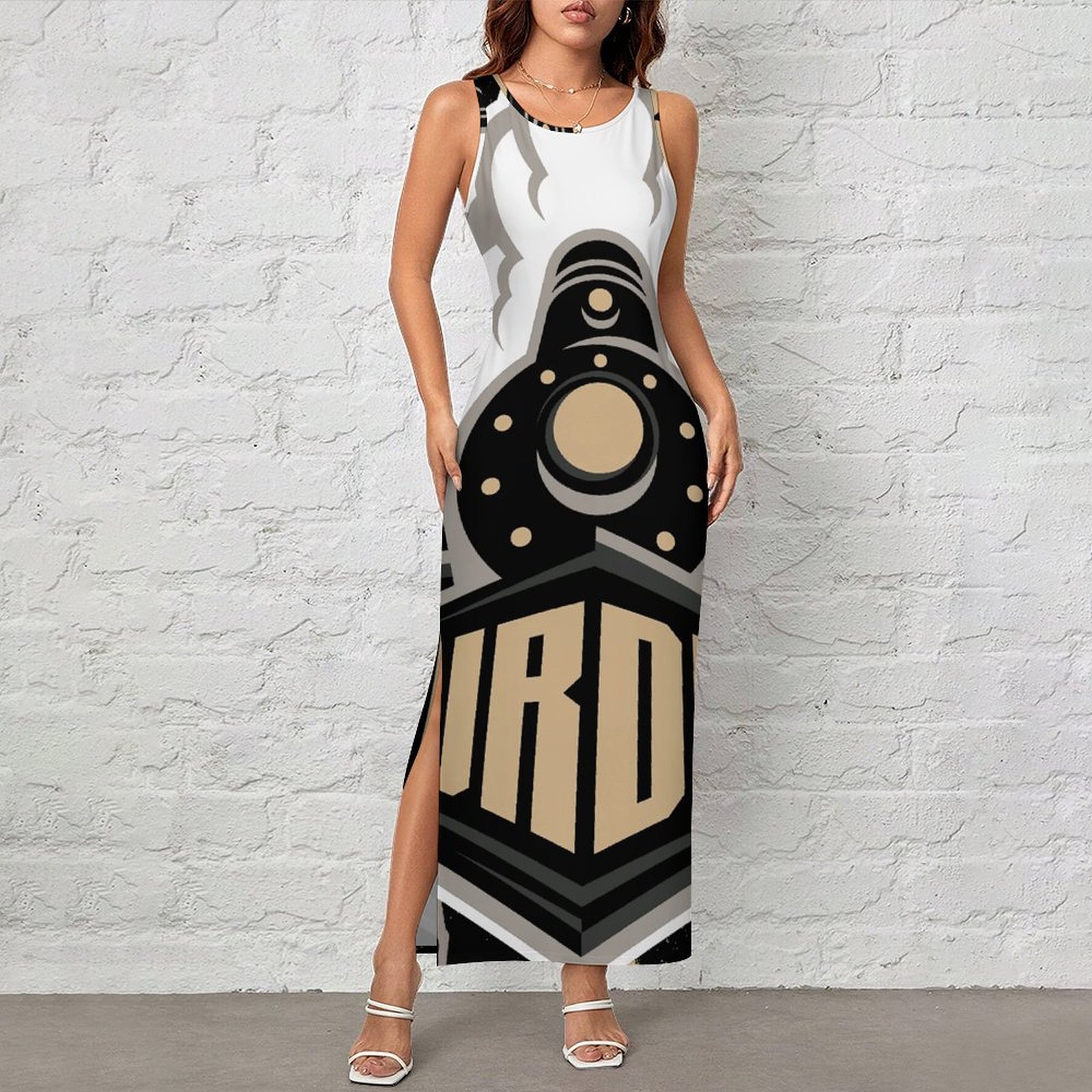 SFNEEWHO Purdue University Jersey Spray Drip Graffiti Women Side Slit Tank  Dresses Sleeveless Maxi Dress 27.99