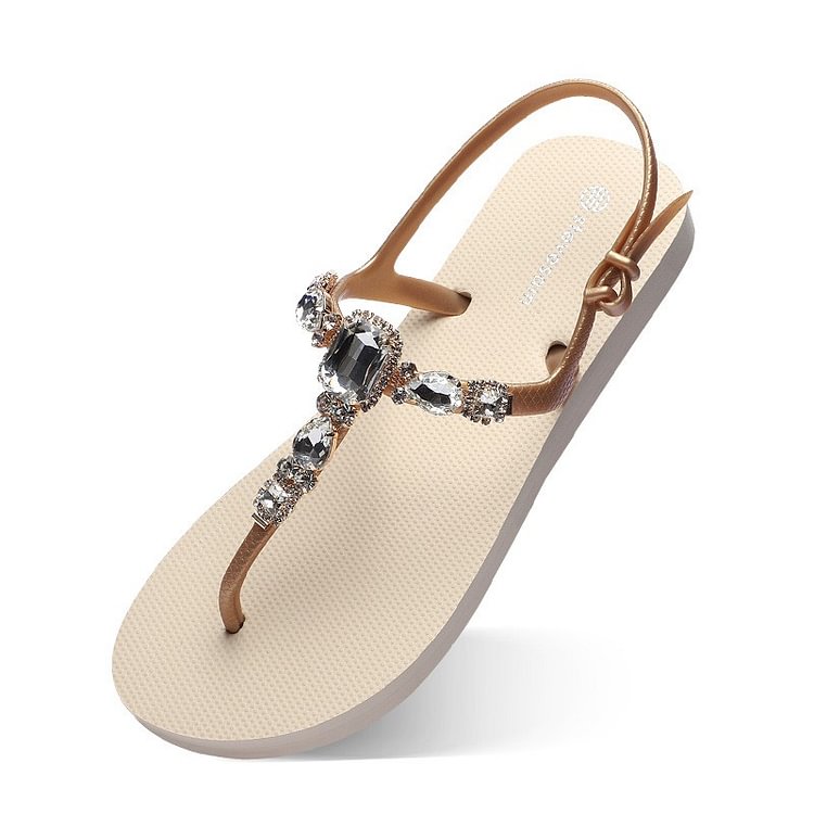 Comfortable Rhinestone T-strap Flip Flops