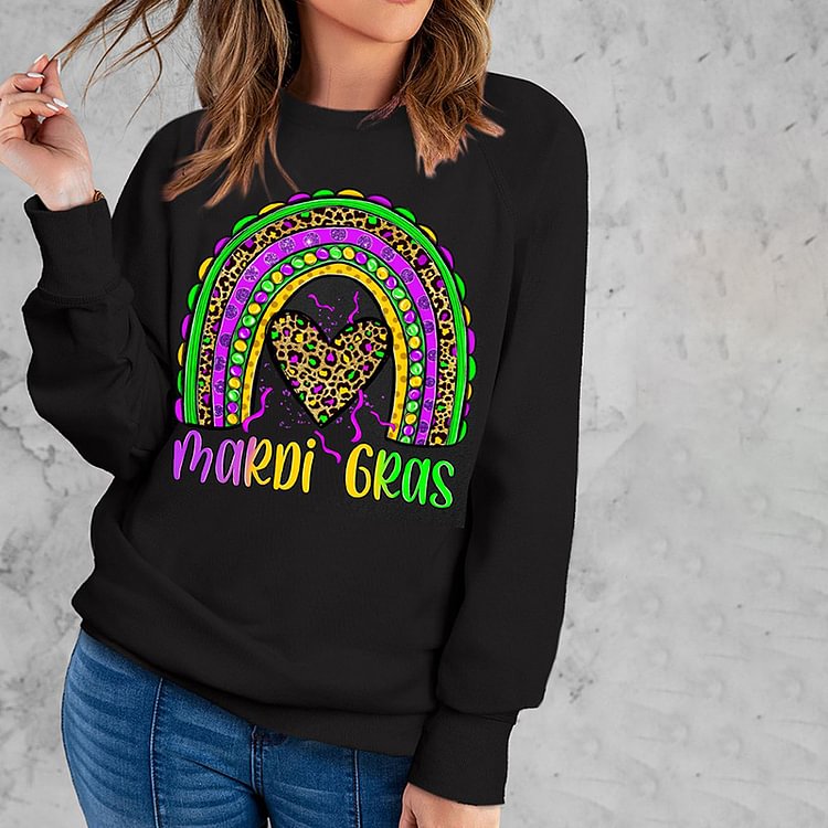 Mardi Gras Tricolor Rainbow Graphic Sweatshirt