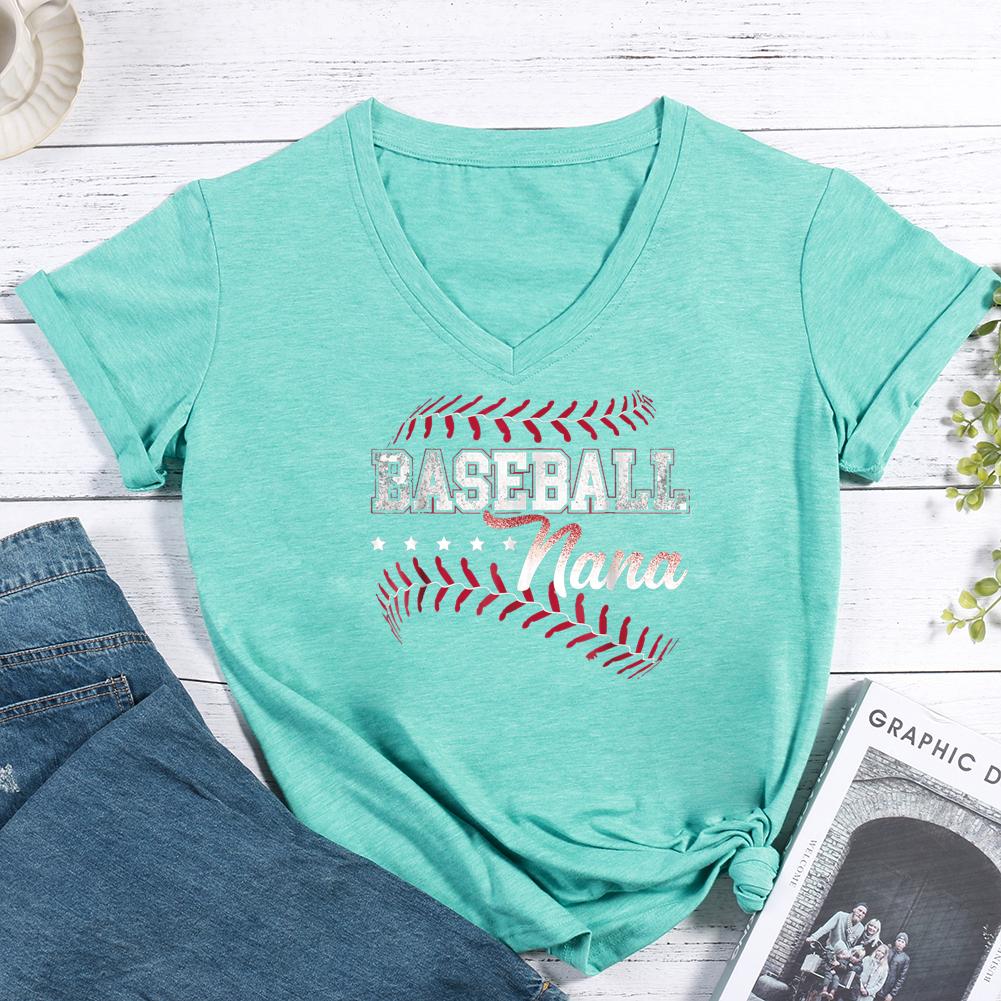 Baseball nana V-neck T Shirt-Guru-buzz