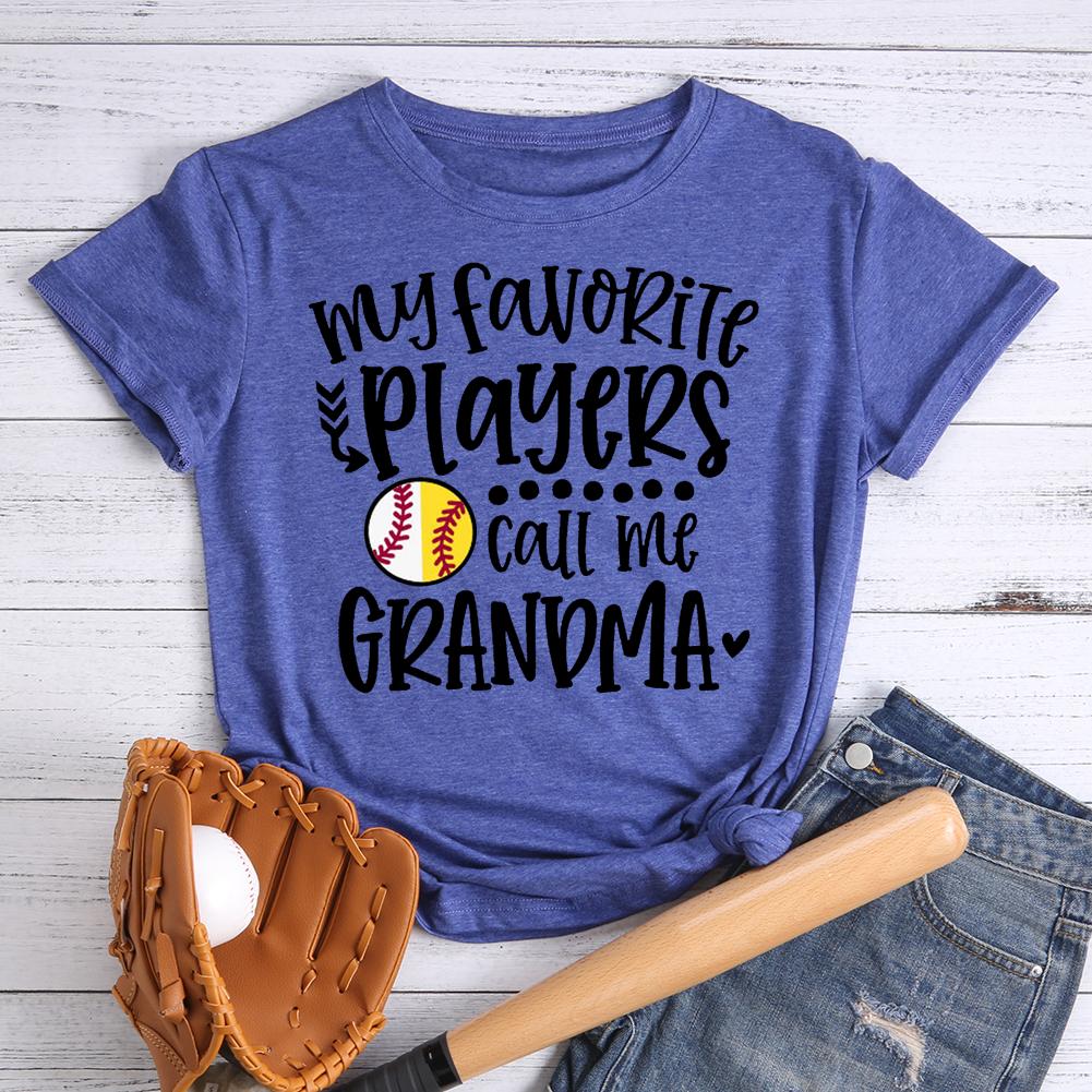 Softball and Baseball Grandma Round Neck T-shirt-Guru-buzz