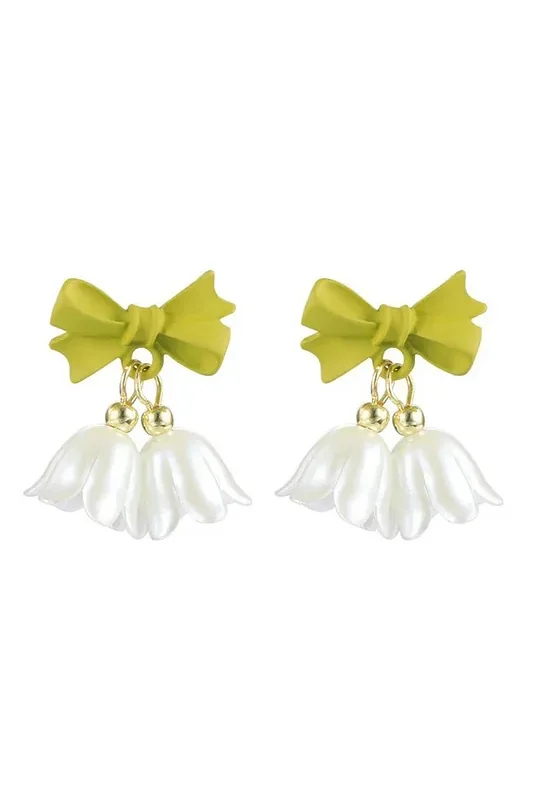 Bow Bell Tulip Flower Earrings