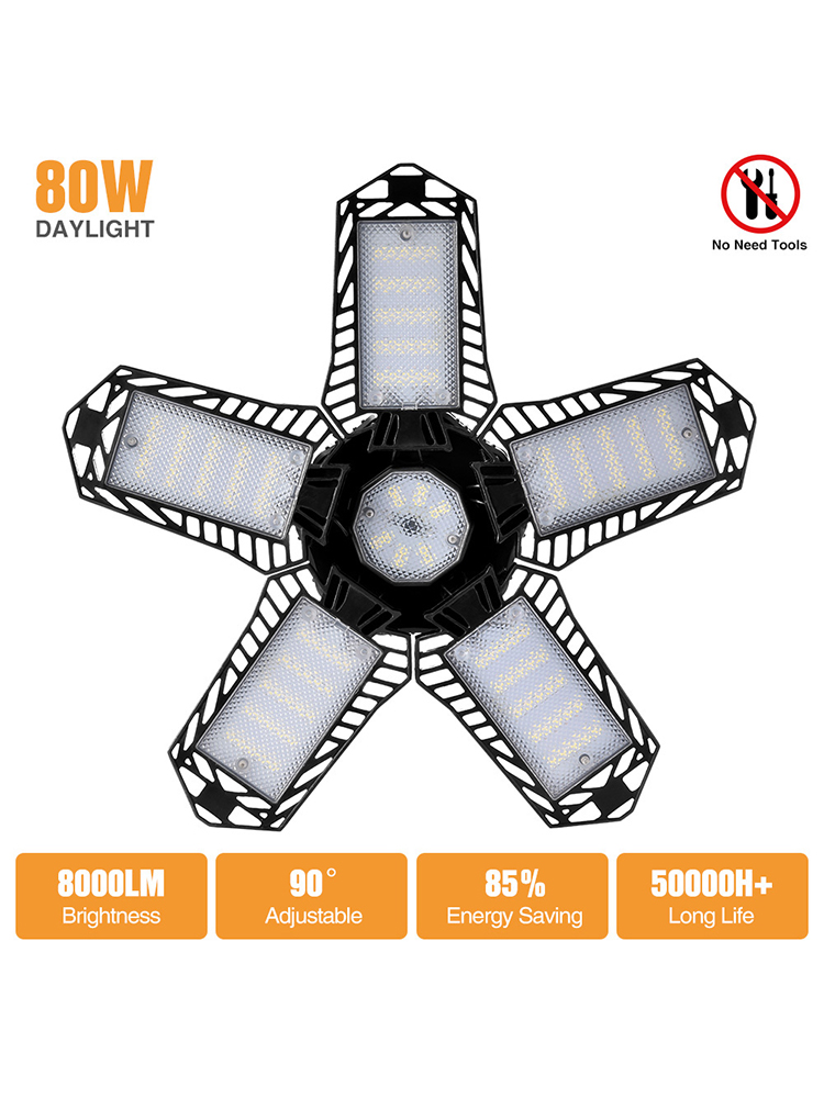 8000LM/10000LM 137/157LED 5 Leaf Fan Garage Foldable Ceiling Lights Black, 80w, 501 Original
8000LM/10000LM 137/157LED 5 Leaf Fan Garage Foldable Ceiling Lights Black, 80w, 501 Original