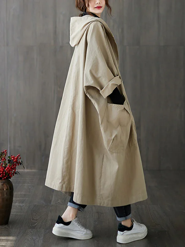 Original Solid Hooded Trench Coats