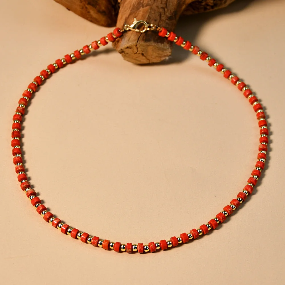 Women's Korea Vintage Semi-precious Stone Agate Bead Necklace