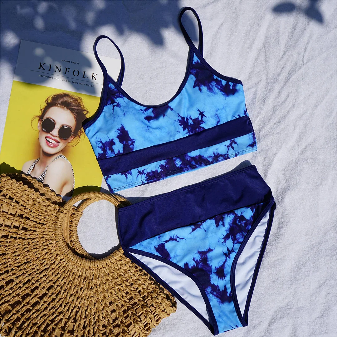 Blue High Waist Bikini Set