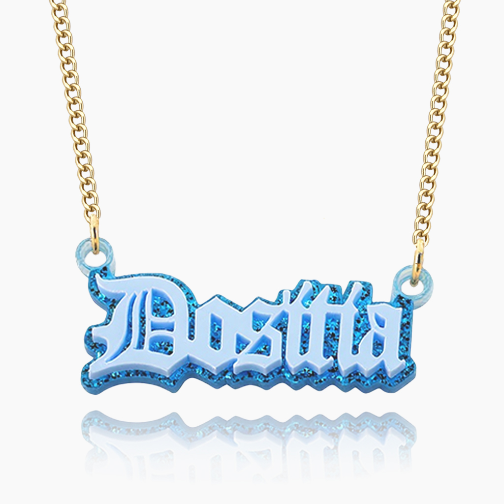 Blue Acrylic Glitter Nameplate