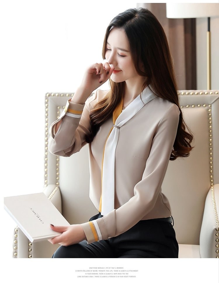 Plus size OL office Women Tops and Blouse Vintage Long Sleeve Chiffon Tops Blusas Mujer De Moda Elegant Autumn blouses - BlackFridayBuys