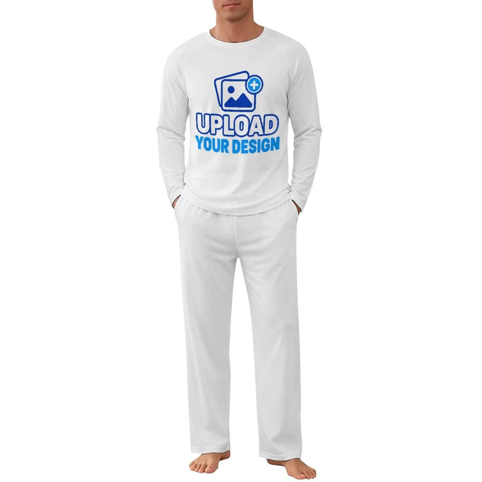 Men's Shoulder-long sleeve pajama set custom product view 9