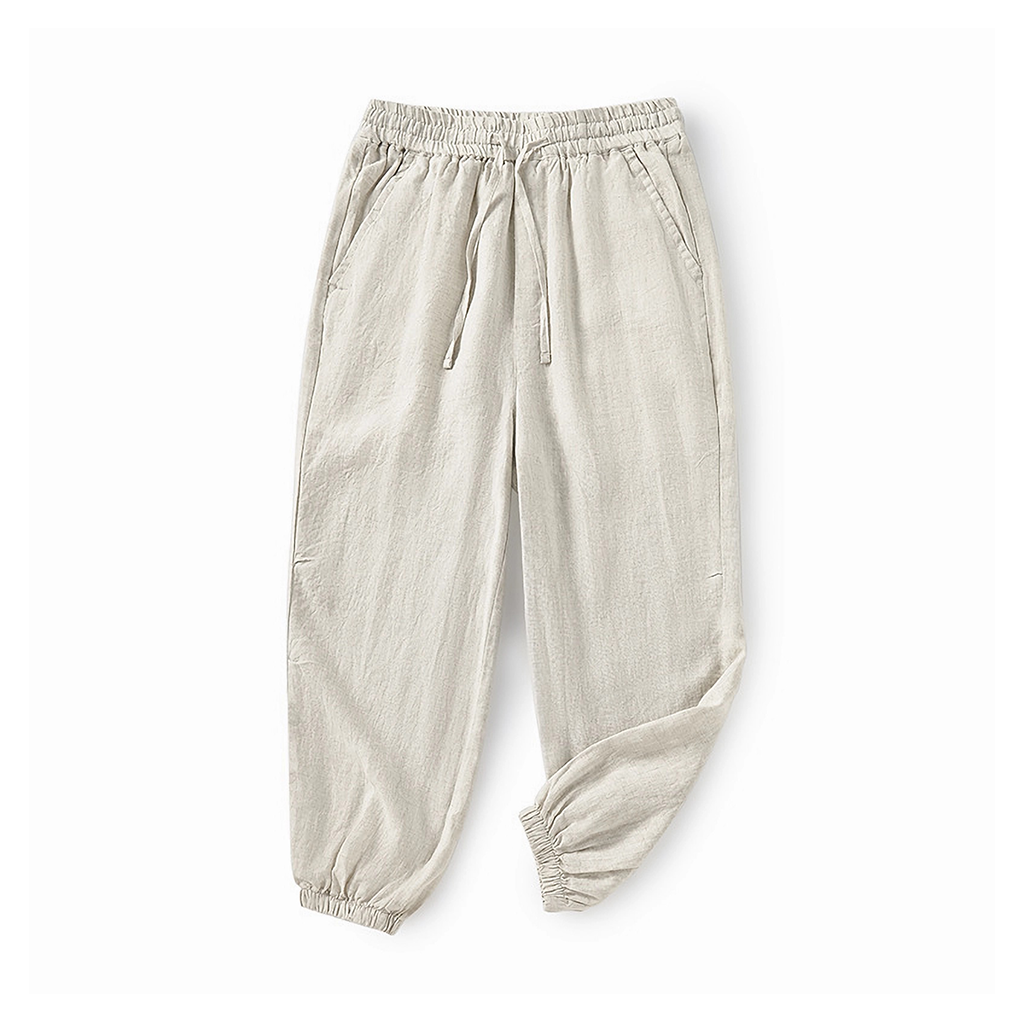 Linen Pants Men 100% Linen Drawstring Jogger Pants Casual REAL SILK LIFE