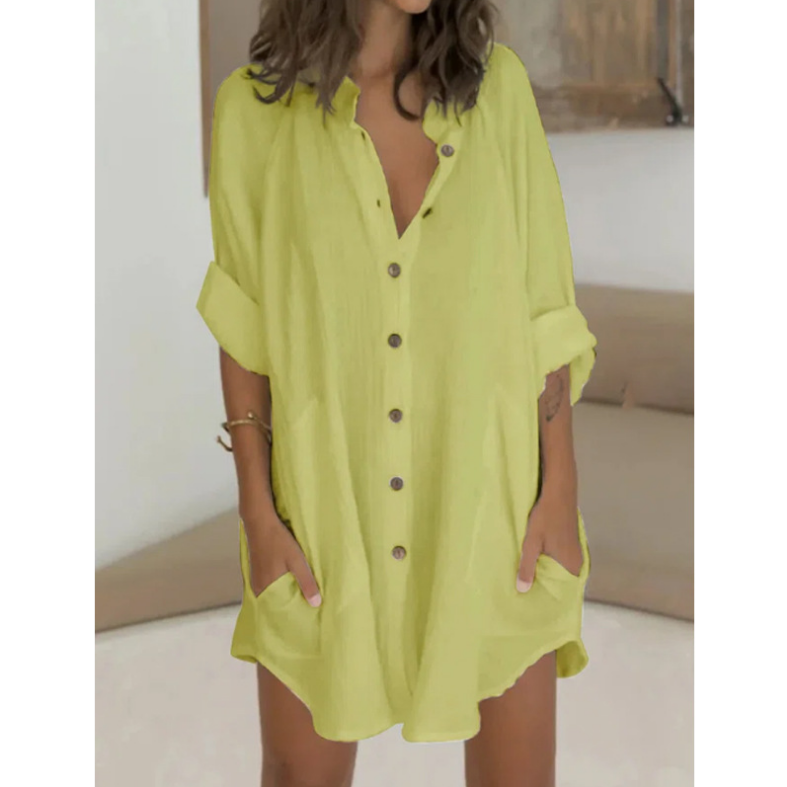 Casual Mid-sleeve Solid Color Shirt