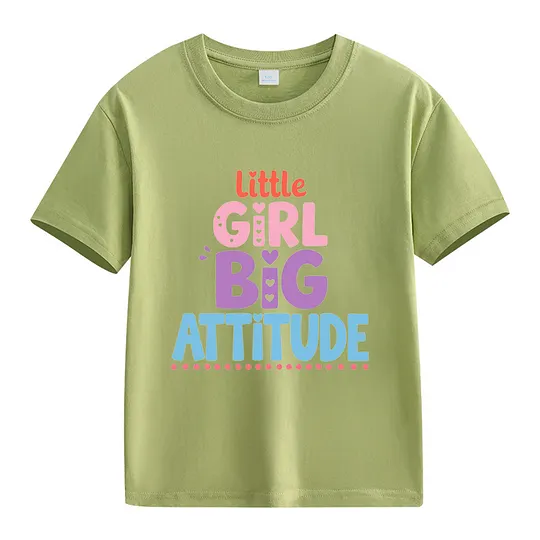【2Y-13Y】Little Girl Big Attitude Graphic T-Shirt For Kids