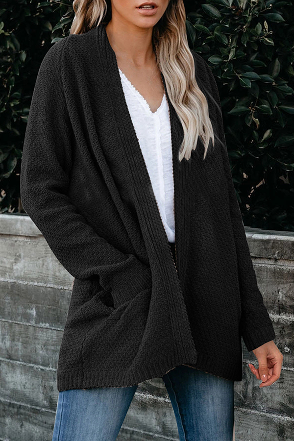 Casual Solid Split Joint Pocket Outerwear Sweater - Life is Beautiful for You - SheChoic