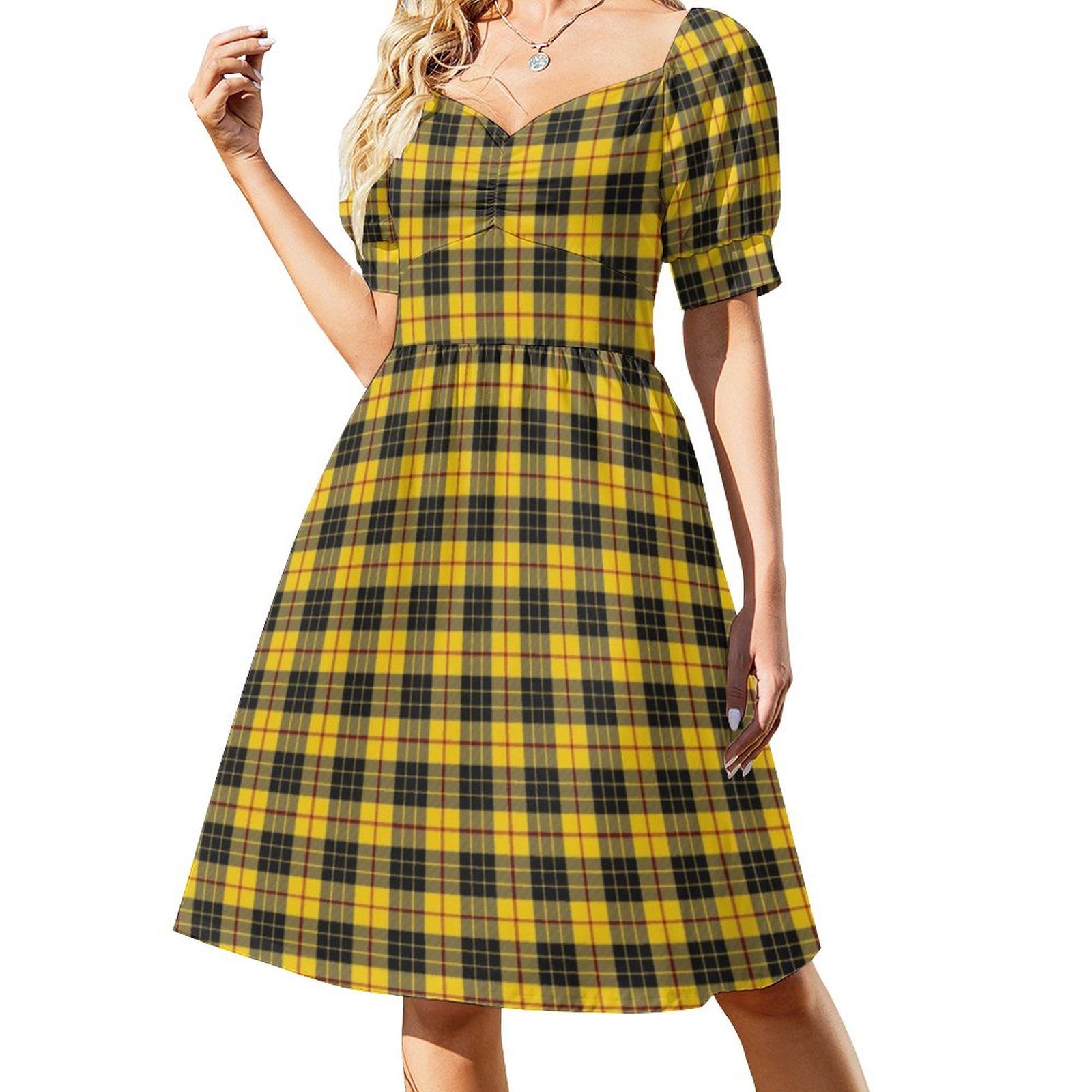 green emerald velvet dress Red & Green Plaid Flare Dress main image 0