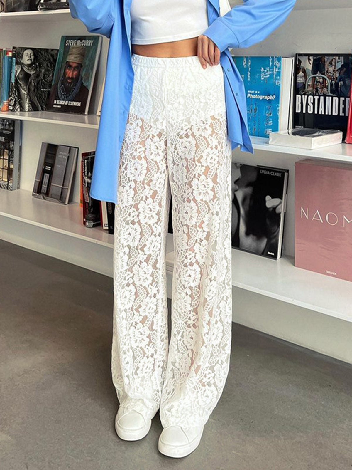 SHEER WIDE LEG PANT NOUVEAU NOIR
