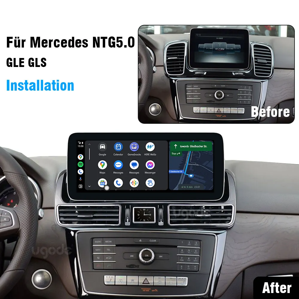 Ugode Mercedes Benz GLE GLS 2015-2019 year Apple CarPlay Android Auto Display Monitor Upgrade Autoradio Stereo