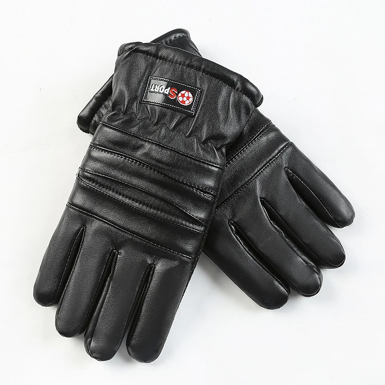 Men's Fleece-Lined Thick PU Leather Gloves VangoghDress