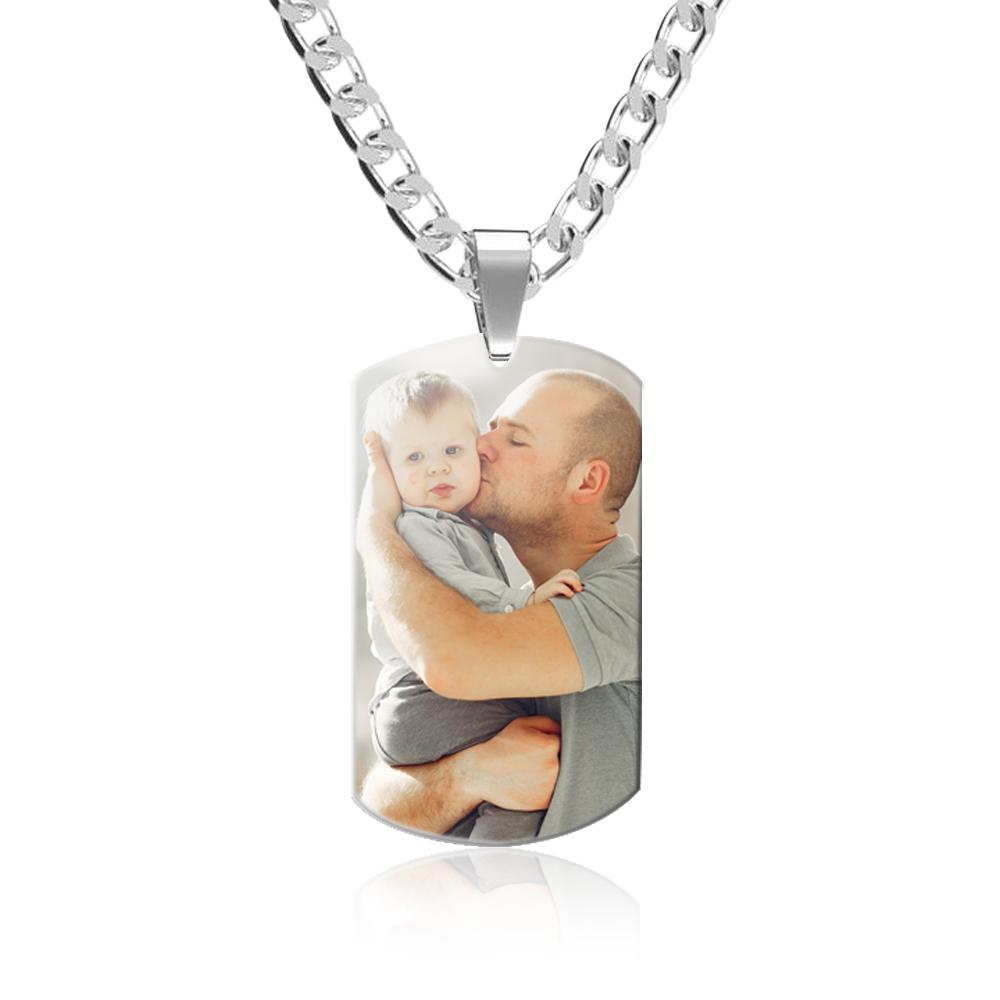 Personalized Photo Necklace Dog Tag Pendant Father's Gift