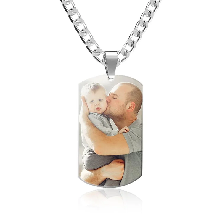 Custom Photo Tag Necklace Pendant Personalized with Engraving