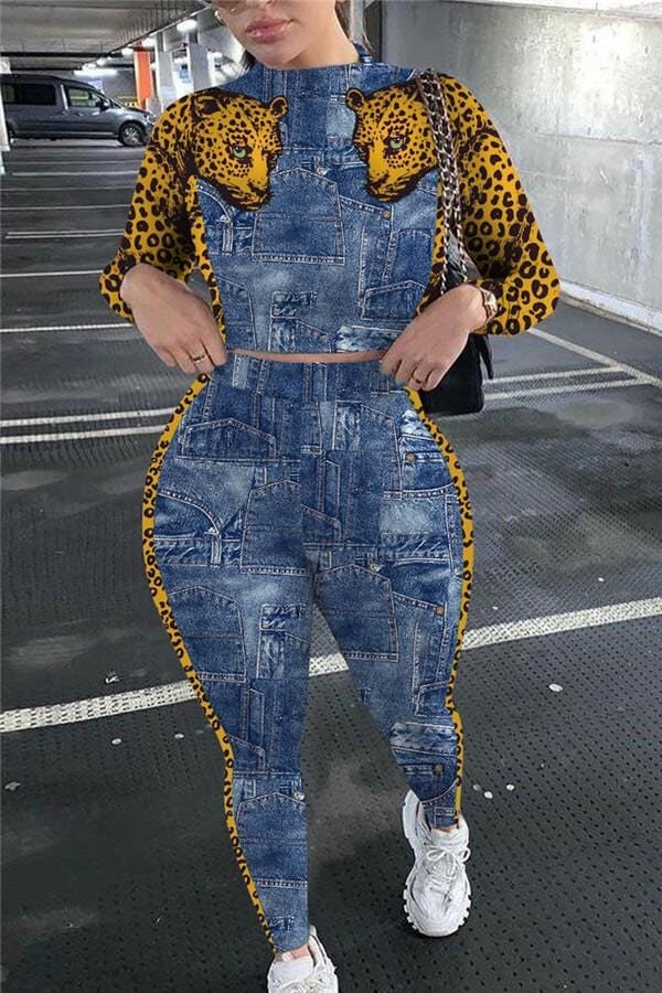 Casual Leopard Print Split Joint Two Pieces - Shop Trendy Women's Clothing | LoverChic