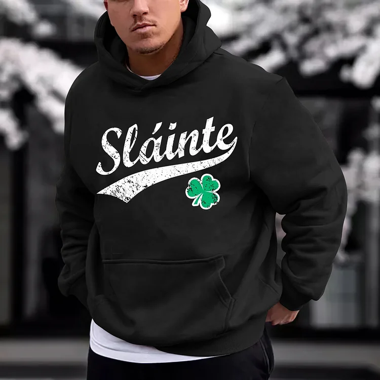 BrosWear St Patrice's Day Men's Letter Loose Hoodie