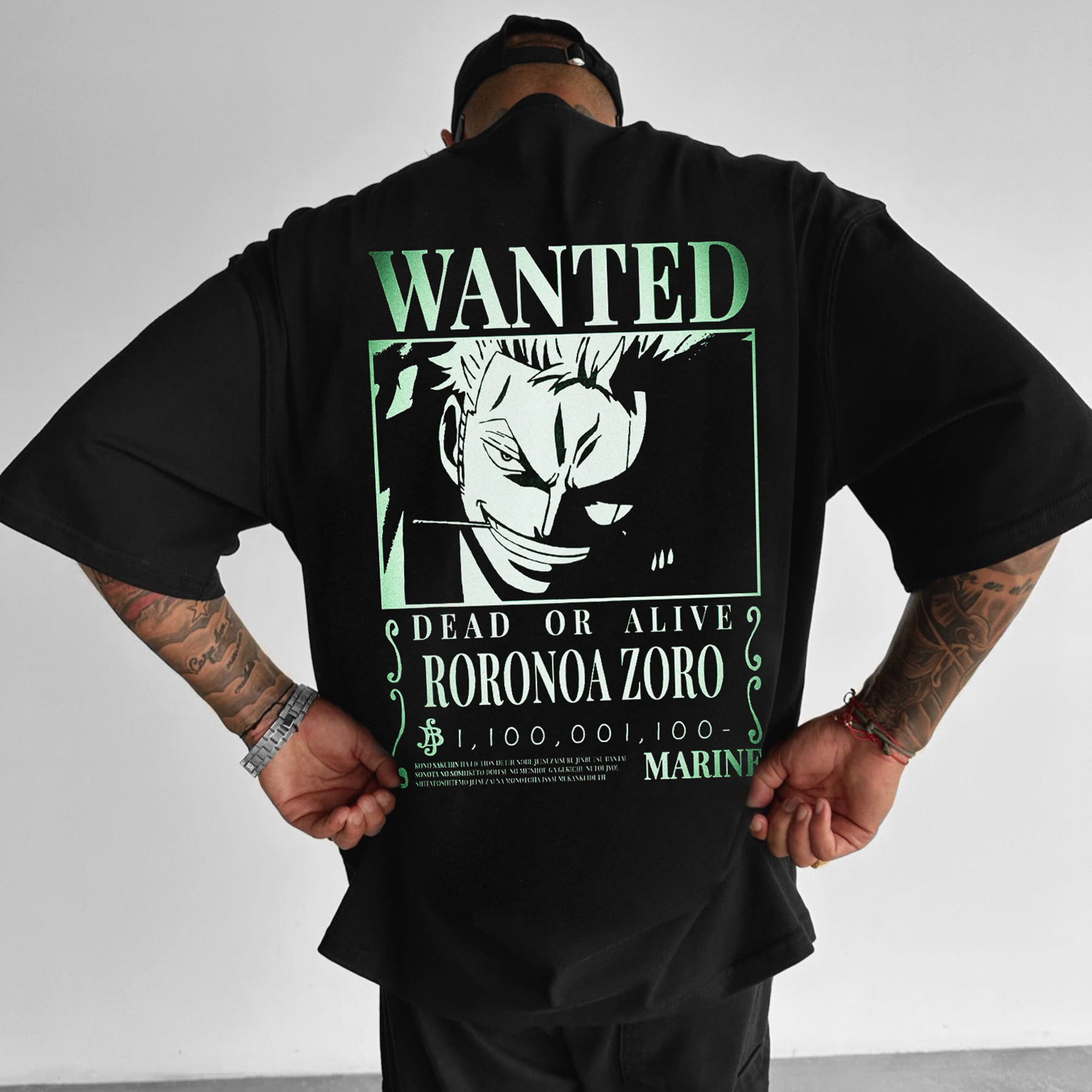 Oversized "One Piece"Wanted Roronoa Zoro Tee Lixishop 