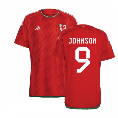 Wales Brennan Johnson 9 Home Shirt Kit World Cup 2022