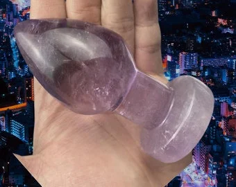 pornhint Pornhint Natural Stone Amethyst Anal Plug 9cm/Stone And Crystals Massage Stick/Crystal Anus Plug/Smooth Polished Healing Stone