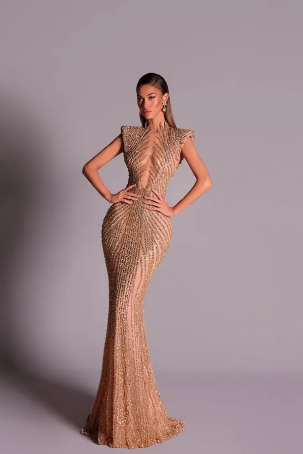 Glamorous Tulle Sleeveless Long Mermaid Prom Dress With Beading And Rhinestones | WQ0739 Wellcucu