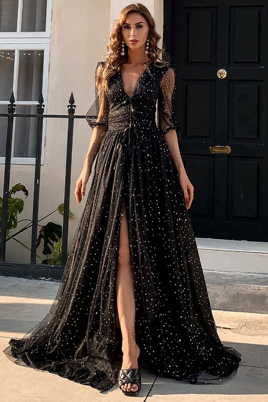 Sexy Black A-Line Tulle Formal Dress Evening Gown - BlackFridayBuys